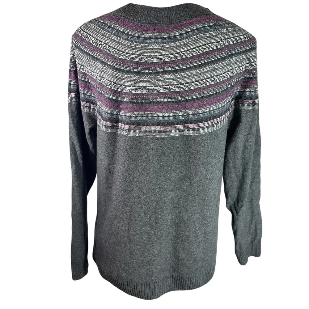 J. Jill Gray and Purple Striped Sweater